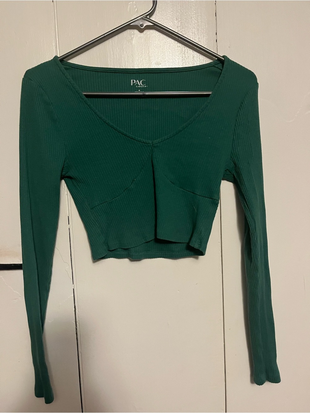 PacSun Forest Green Ribbed Long Sleeve Crop Top